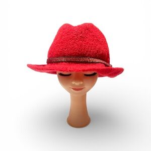 Judy Klaer-kerns 1930s-40s Red Mohair Knit Hat Belt detail